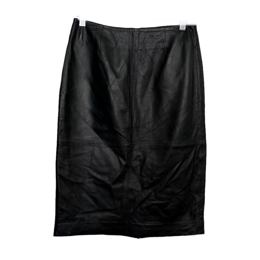 Clothes by Revue Black Leather Pencil Skirt Size 4 Punk Bikercore